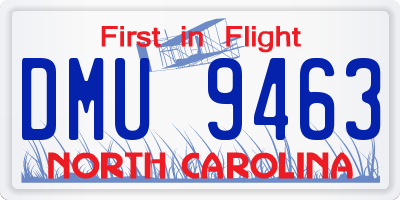 NC license plate DMU9463
