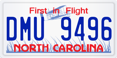 NC license plate DMU9496