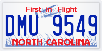 NC license plate DMU9549