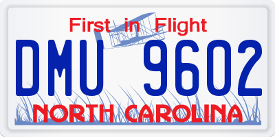 NC license plate DMU9602