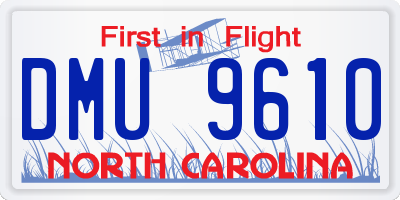 NC license plate DMU9610