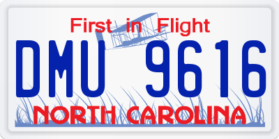 NC license plate DMU9616