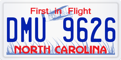 NC license plate DMU9626