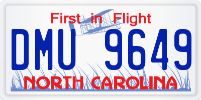NC license plate DMU9649