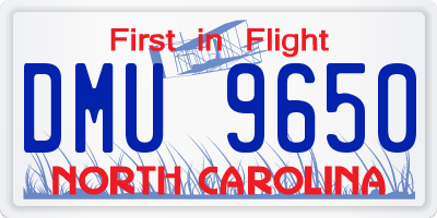 NC license plate DMU9650