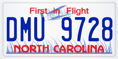 NC license plate DMU9728
