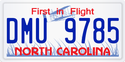 NC license plate DMU9785
