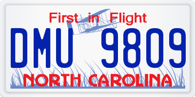 NC license plate DMU9809
