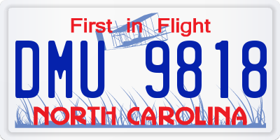 NC license plate DMU9818