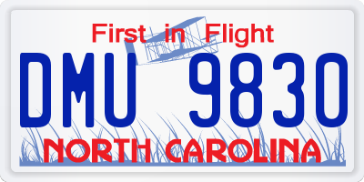 NC license plate DMU9830