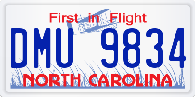 NC license plate DMU9834