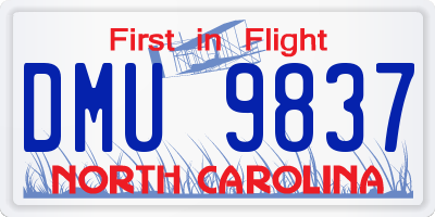 NC license plate DMU9837