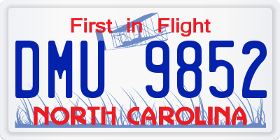 NC license plate DMU9852