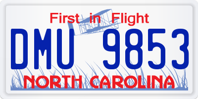 NC license plate DMU9853