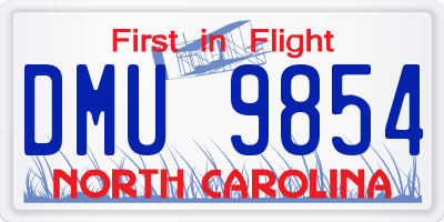 NC license plate DMU9854