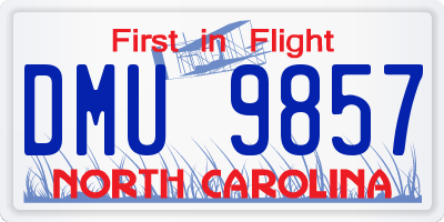 NC license plate DMU9857