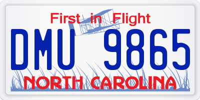 NC license plate DMU9865
