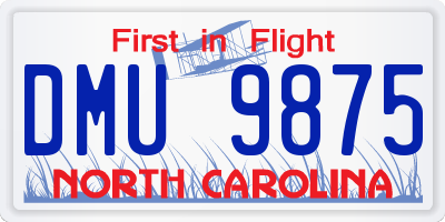 NC license plate DMU9875