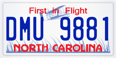 NC license plate DMU9881