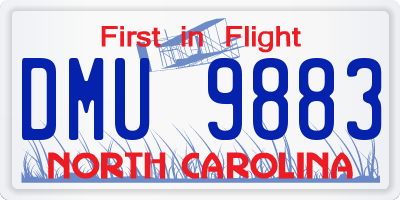 NC license plate DMU9883