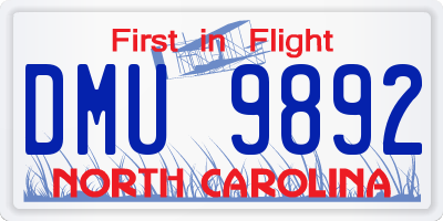 NC license plate DMU9892