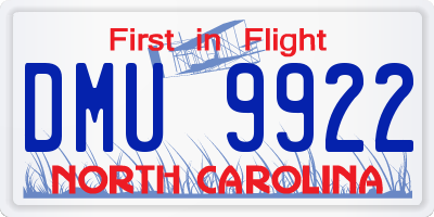 NC license plate DMU9922
