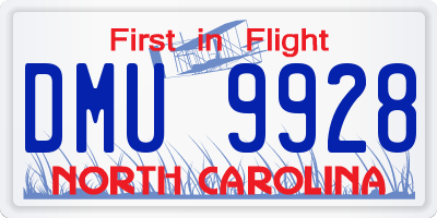 NC license plate DMU9928