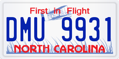 NC license plate DMU9931