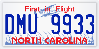 NC license plate DMU9933