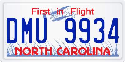 NC license plate DMU9934