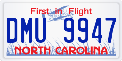NC license plate DMU9947