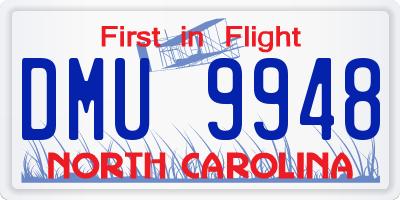 NC license plate DMU9948