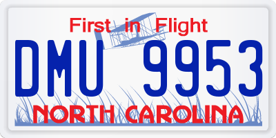 NC license plate DMU9953