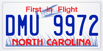 NC license plate DMU9972