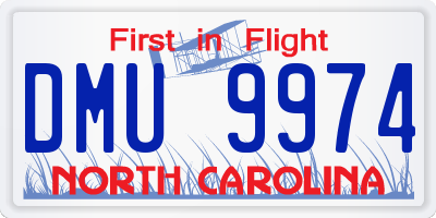 NC license plate DMU9974