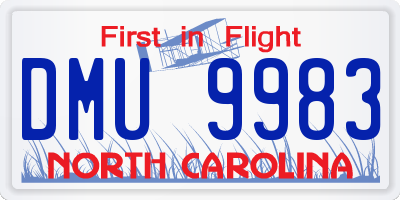 NC license plate DMU9983