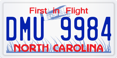 NC license plate DMU9984