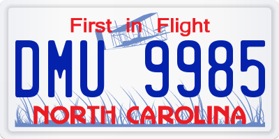 NC license plate DMU9985