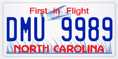 NC license plate DMU9989
