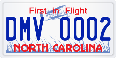 NC license plate DMV0002