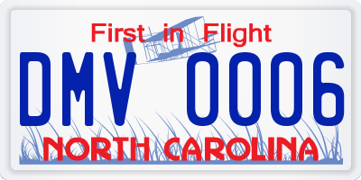 NC license plate DMV0006