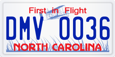 NC license plate DMV0036