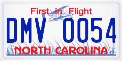 NC license plate DMV0054