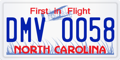 NC license plate DMV0058