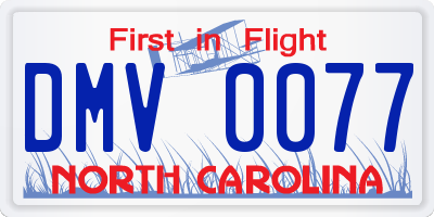 NC license plate DMV0077
