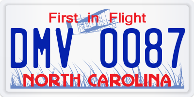 NC license plate DMV0087