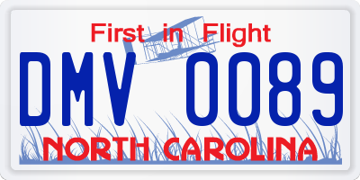 NC license plate DMV0089