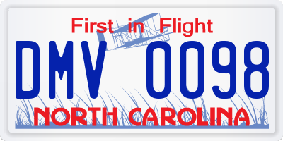 NC license plate DMV0098