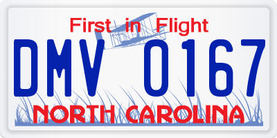 NC license plate DMV0167
