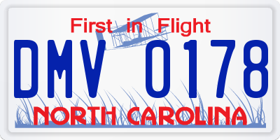 NC license plate DMV0178